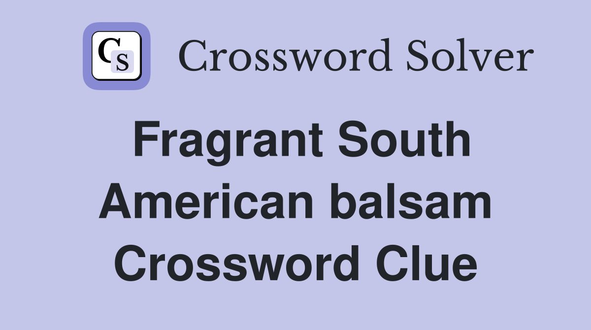 Fragrant South American balsam Crossword Clue