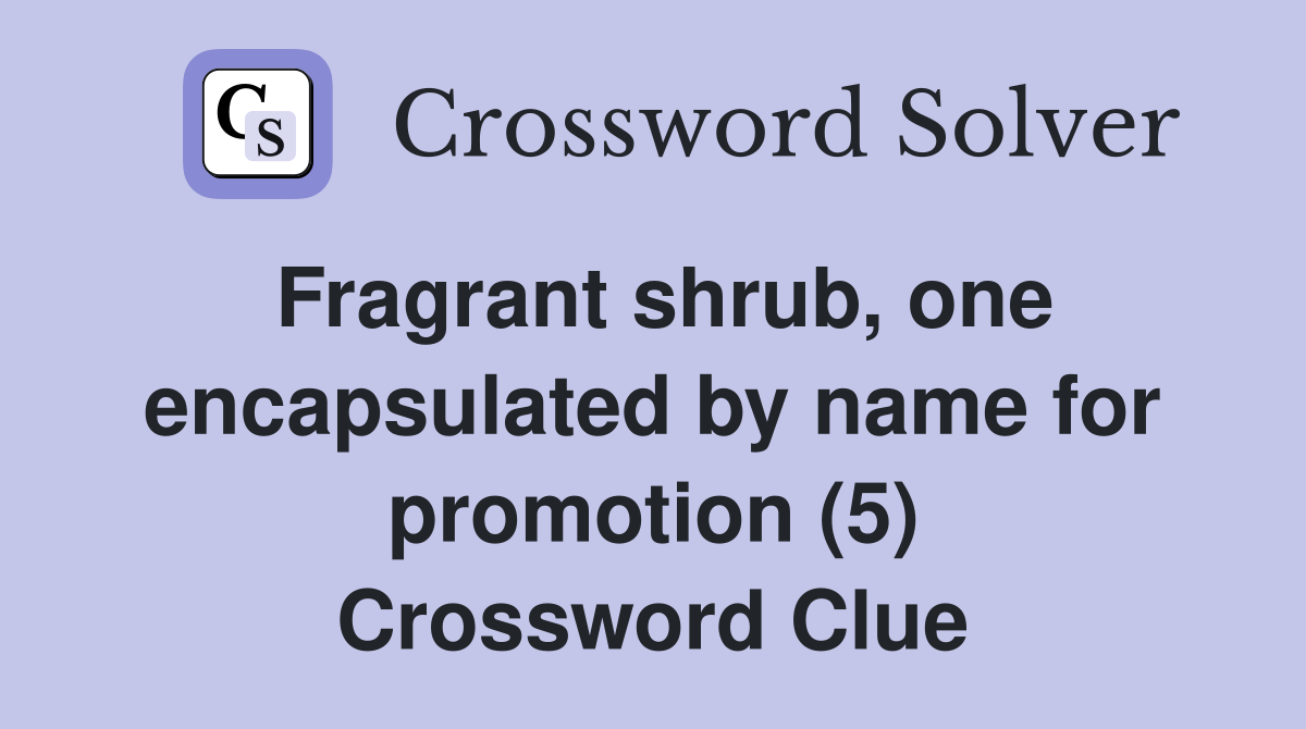 Fragrant shrub, one encapsulated by name for promotion (5) Crossword Clue