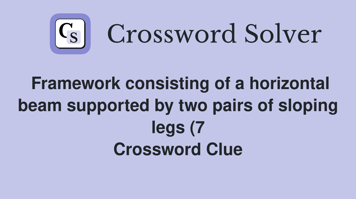 Framework consisting of a horizontal beam supported by two pairs of Framework consisting of a horizontal beam supported by two pairs of