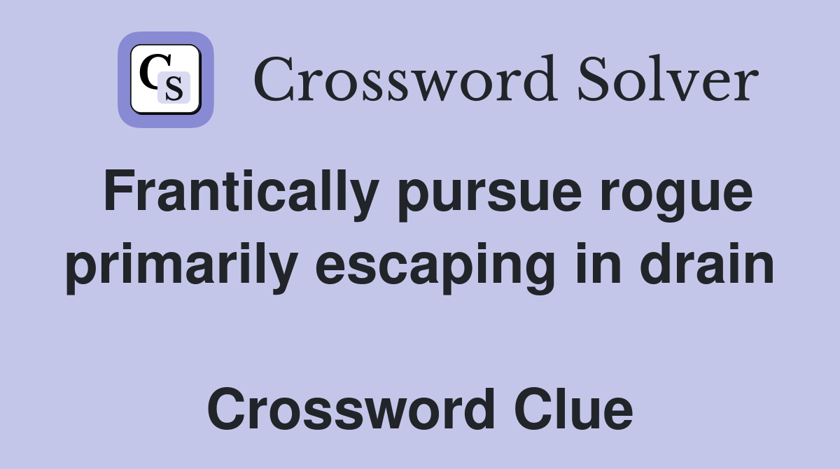 Frantically pursue rogue primarily escaping in drain  Crossword Clue