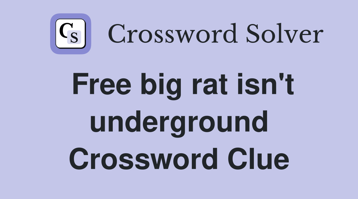 Free big rat isn't underground Crossword Clue