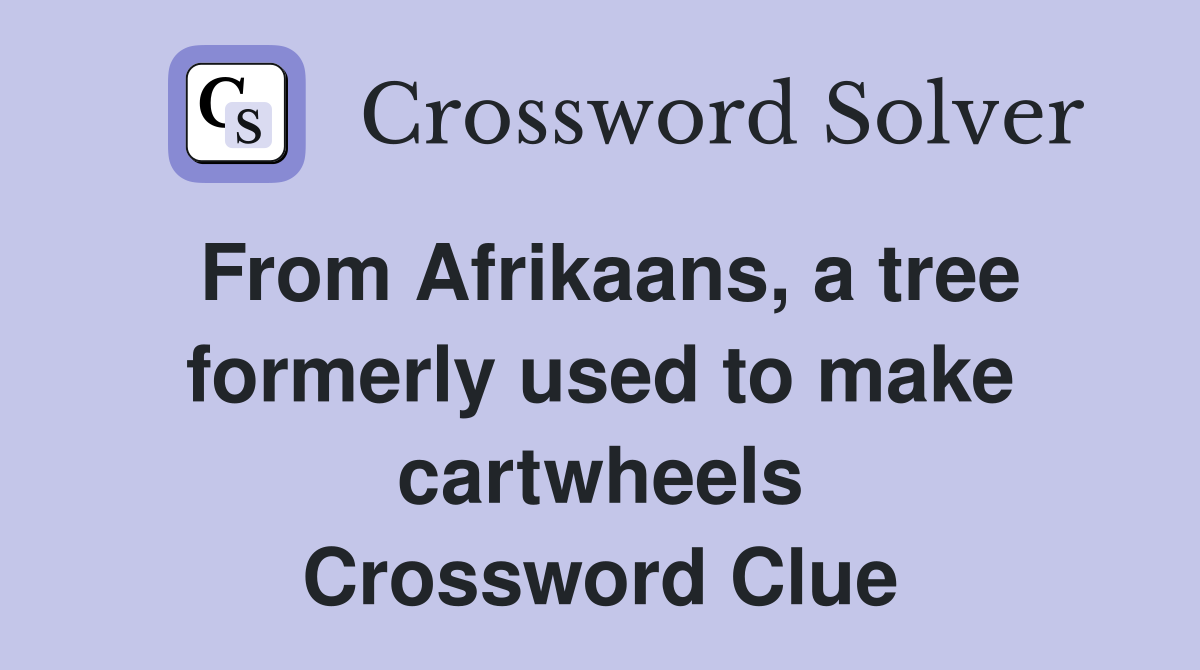 From Afrikaans, a tree formerly used to make cartwheels Crossword Clue