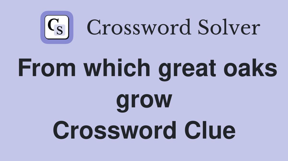 From which great oaks grow Crossword Clue