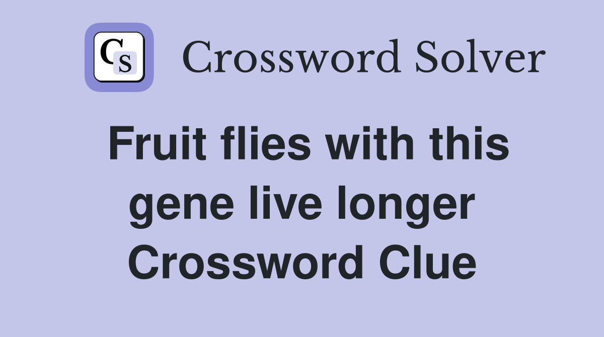 Fruit flies with this gene live longer Crossword Clue