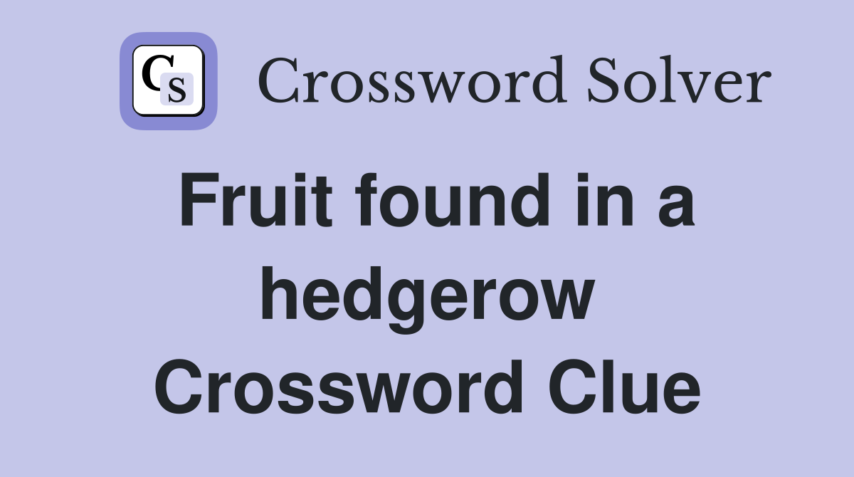 Fruit found in a hedgerow Crossword Clue