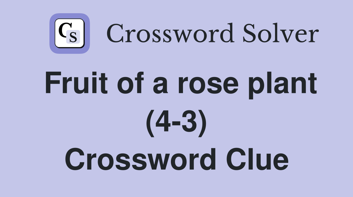 Fruit of a rose plant (4-3) Crossword Clue