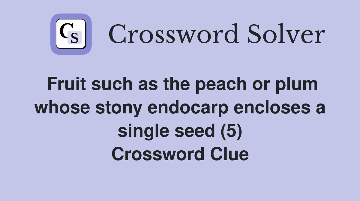 Fruit such as the peach or plum whose stony endocarp encloses a single seed (5) Crossword Clue