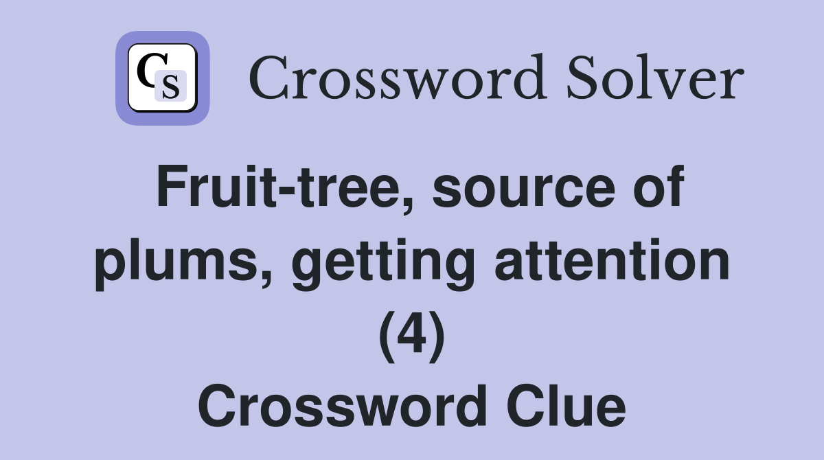 Fruit-tree, source of plums, getting attention (4) Crossword Clue