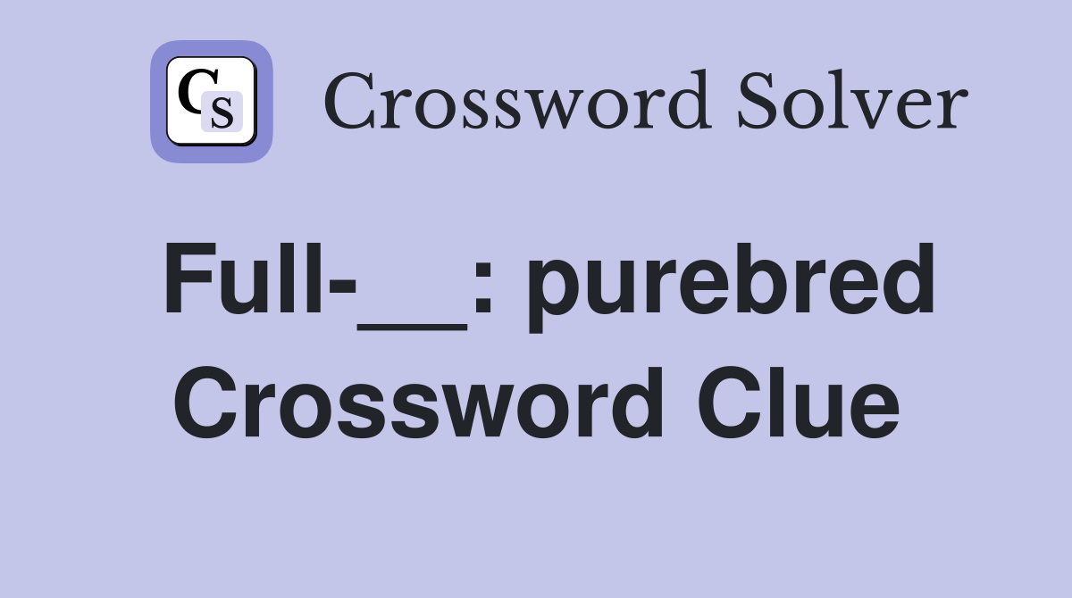 Full-__: purebred Crossword Clue