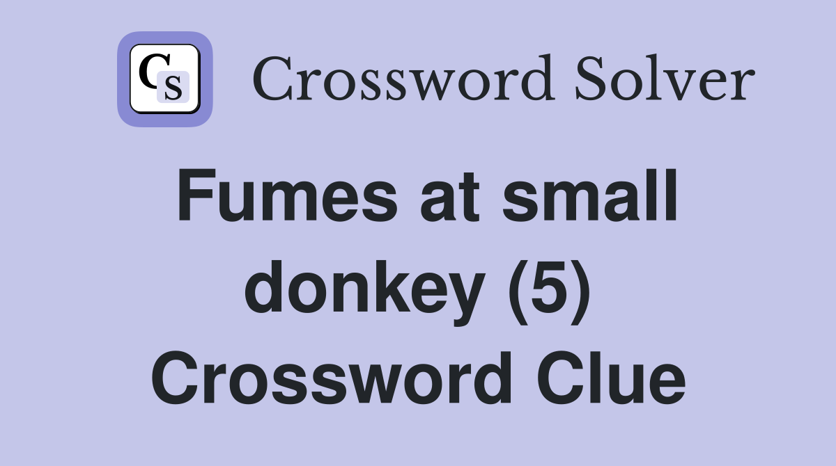 Fumes at small donkey (5) Crossword Clue