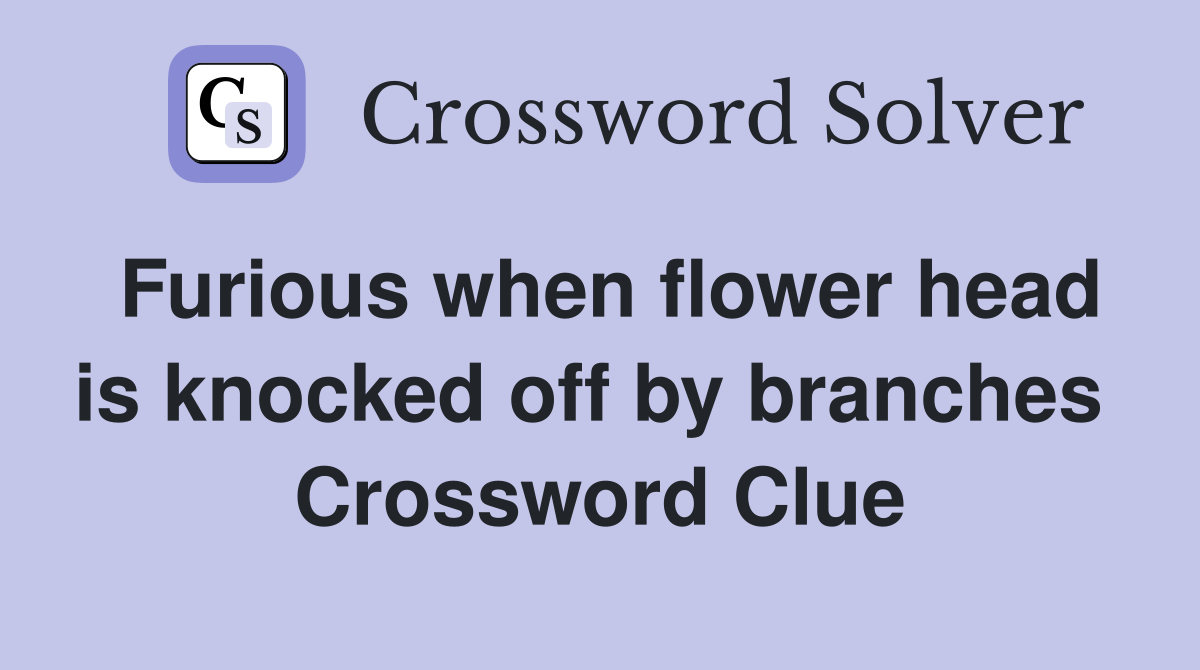 Furious when flower head is knocked off by branches  Crossword Clue