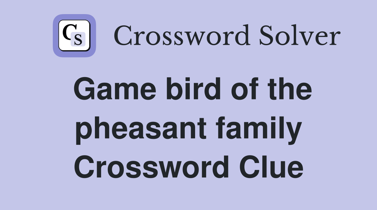 Game bird of the pheasant family Crossword Clue
