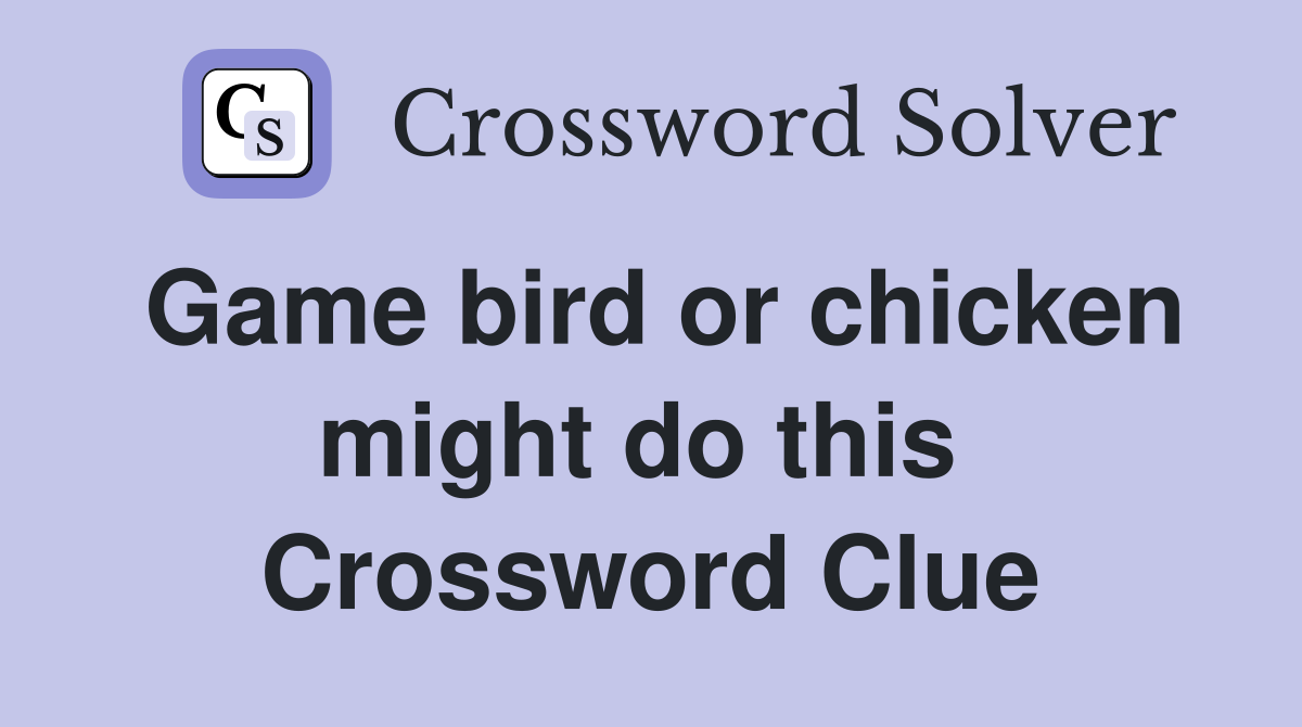 Game bird or chicken might do this  Crossword Clue
