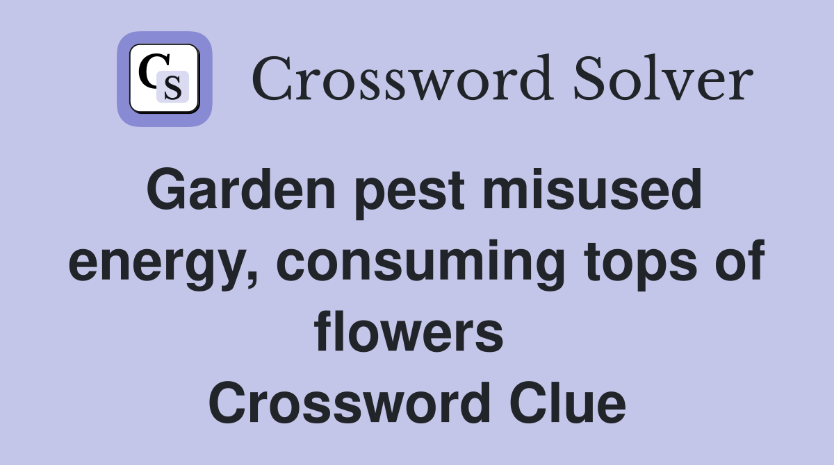 Garden pest misused energy, consuming tops of flowers  Crossword Clue