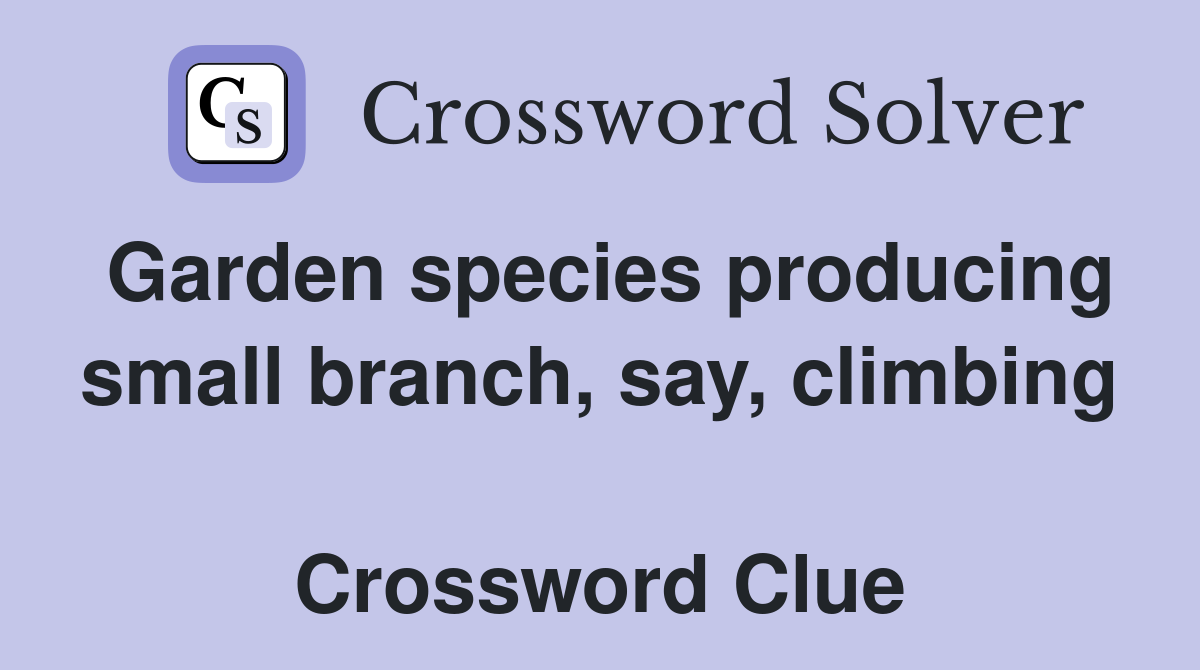 Garden species producing small branch, say, climbing  Crossword Clue
