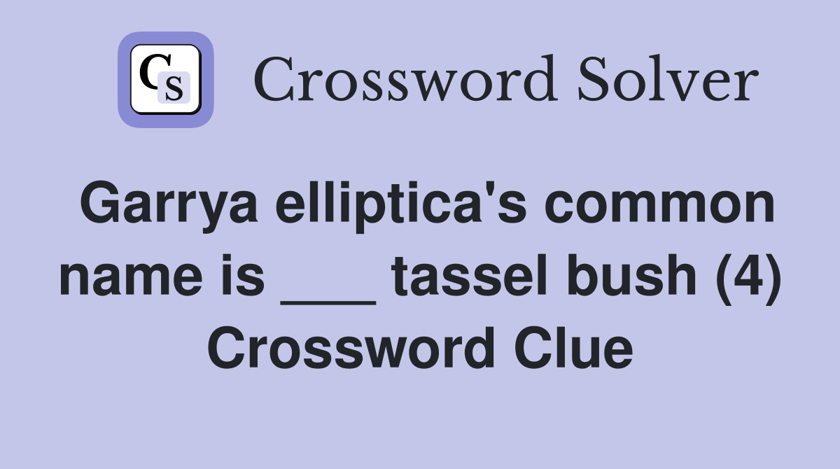 Garrya elliptica's common name is ___ tassel bush (4) Crossword Clue