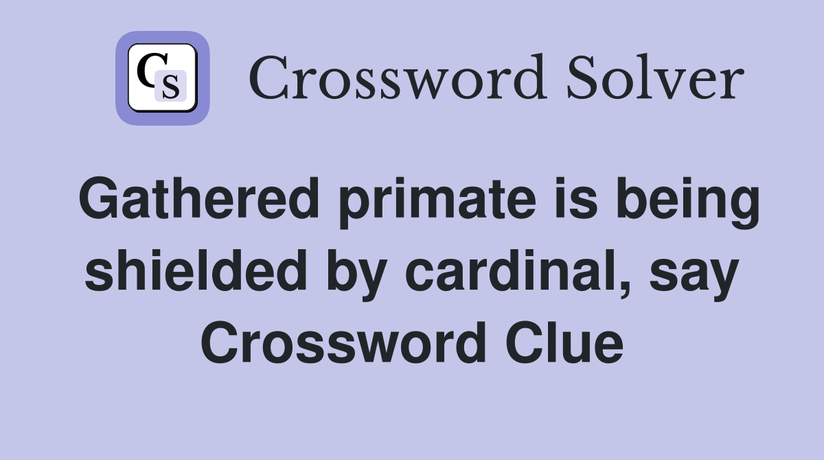 Gathered primate is being shielded by cardinal, say Crossword Clue