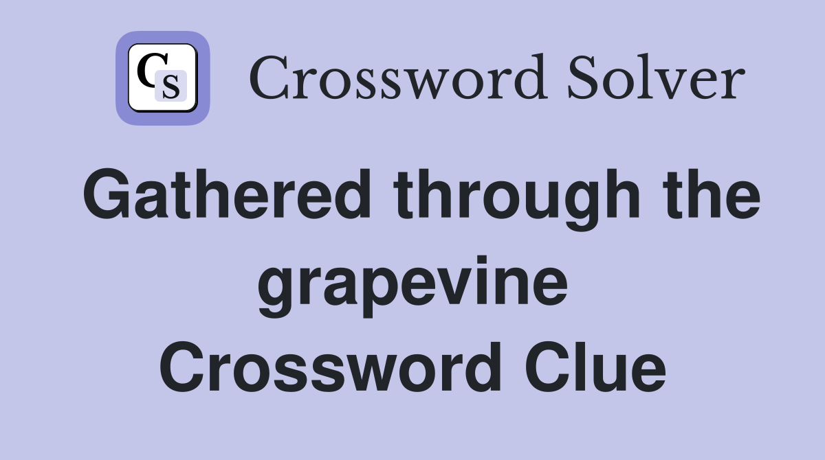 Gathered through the grapevine Crossword Clue