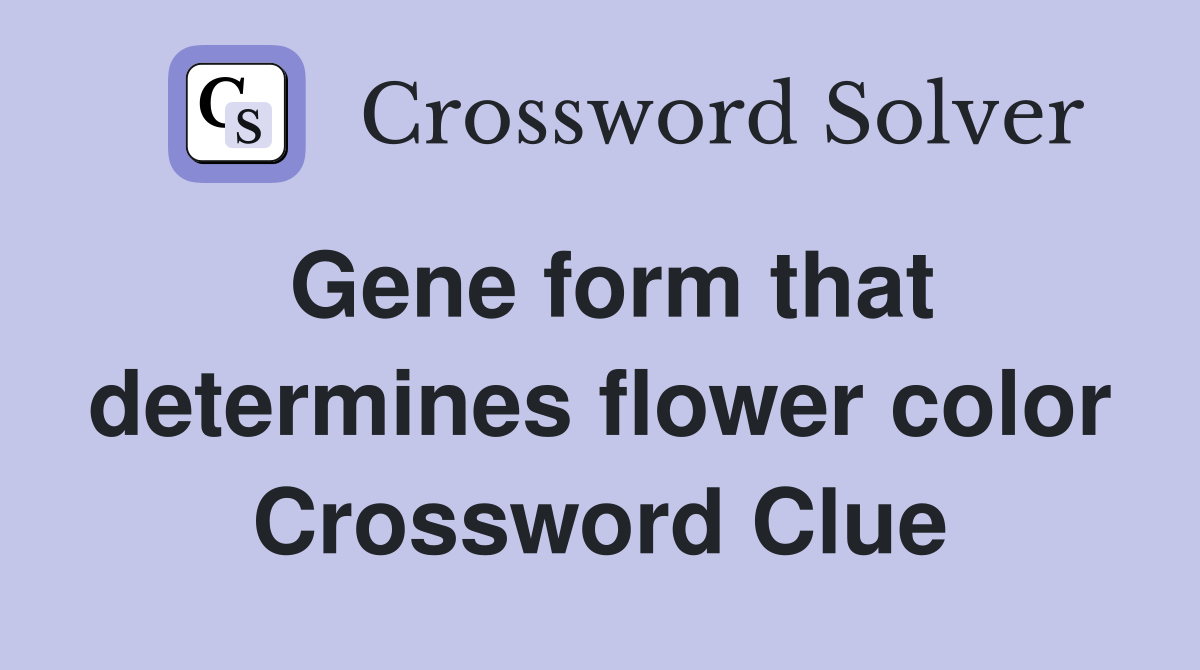 Gene form that determines flower color Crossword Clue