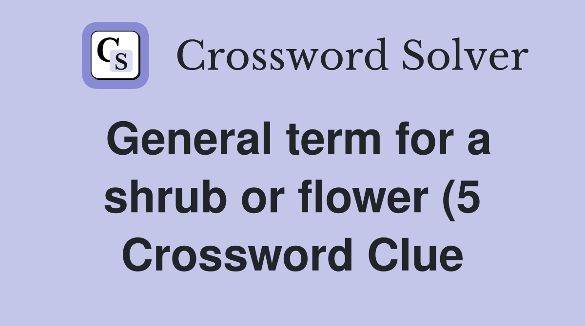 General term for a shrub or flower (5) Crossword Clue Answers General term for a shrub or flower (5) Crossword Clue Answers