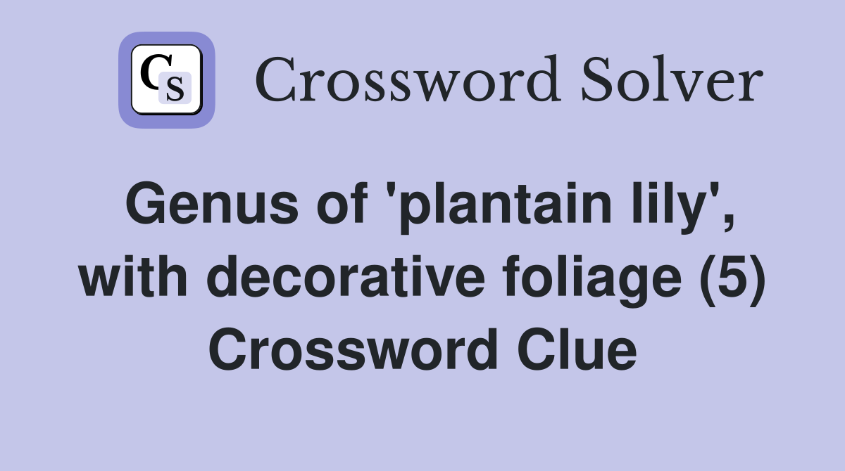 Genus of 'plantain lily', with decorative foliage (5) Crossword Clue