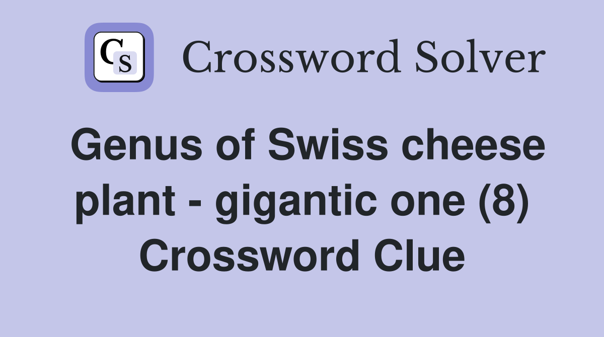 Genus of Swiss cheese plant - gigantic one (8) Crossword Clue