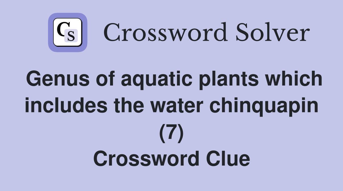 Genus of aquatic plants which includes the water chinquapin (7) Crossword Clue
