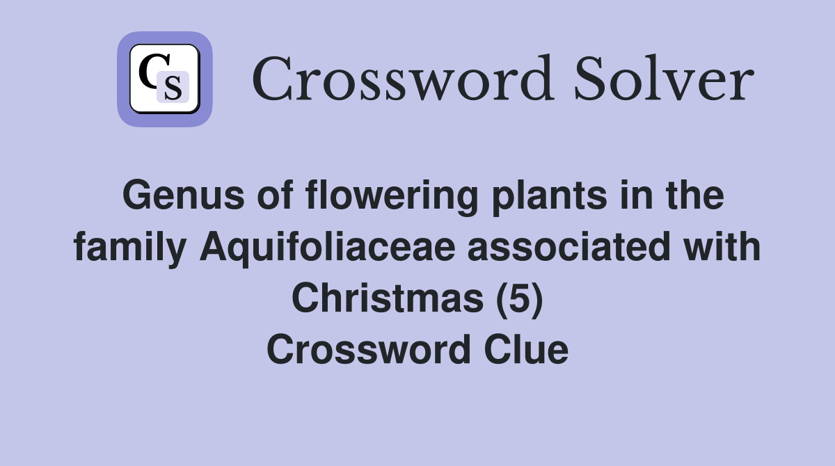 Genus of flowering plants in the family Aquifoliaceae associated with Christmas (5) Crossword Clue