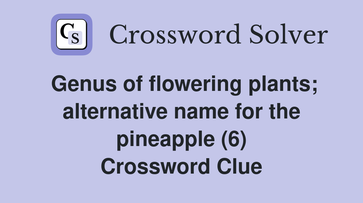Genus of flowering plants; alternative name for the pineapple (6) Crossword Clue