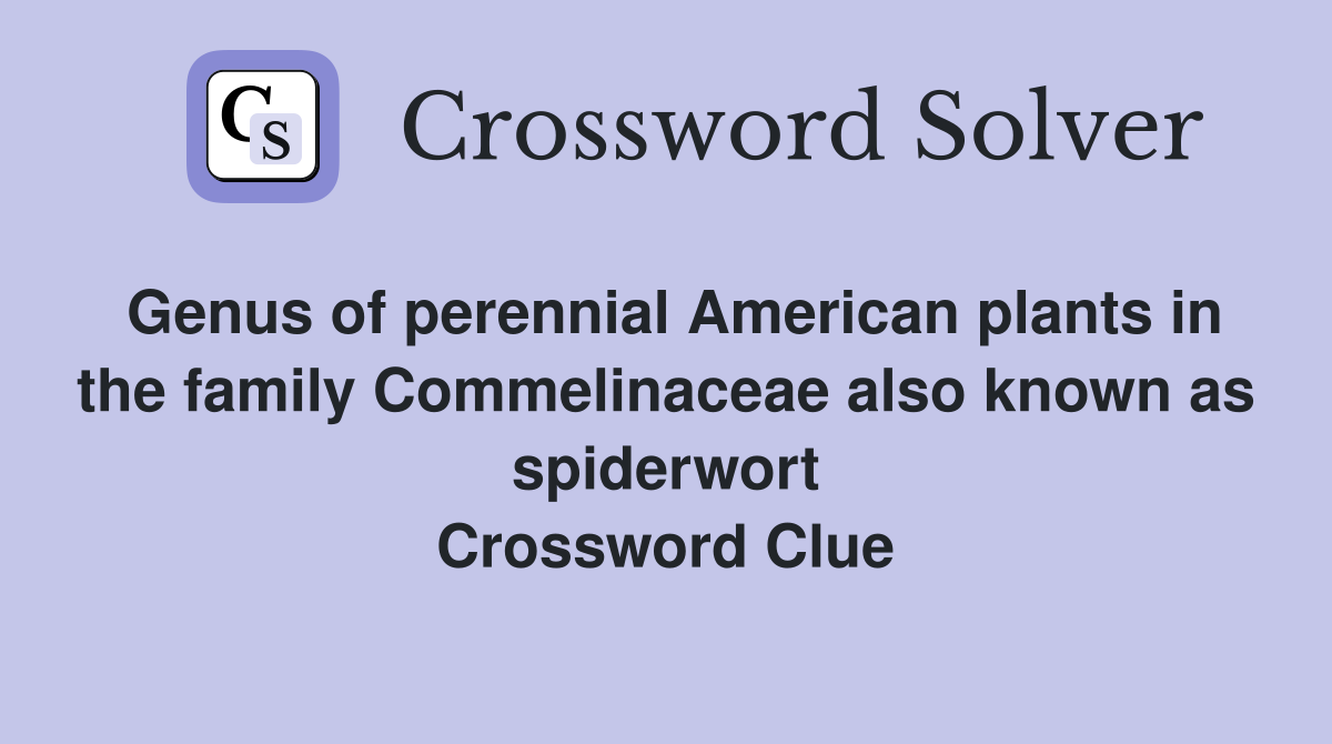 Genus of perennial American plants in the family Commelinaceae also known as spiderwort Crossword Clue