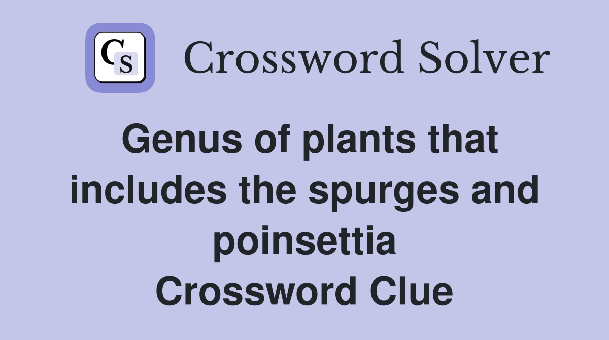 Genus of plants that includes the spurges and poinsettia Crossword Clue