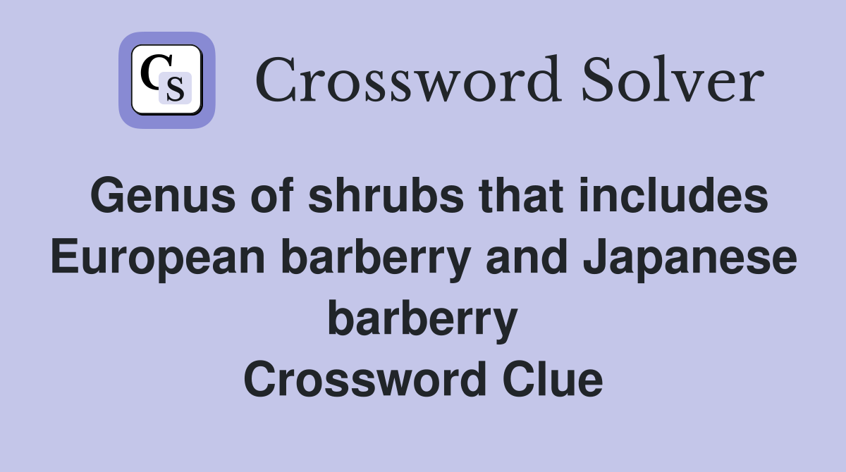 Genus of shrubs that includes European barberry and Japanese barberry Crossword Clue