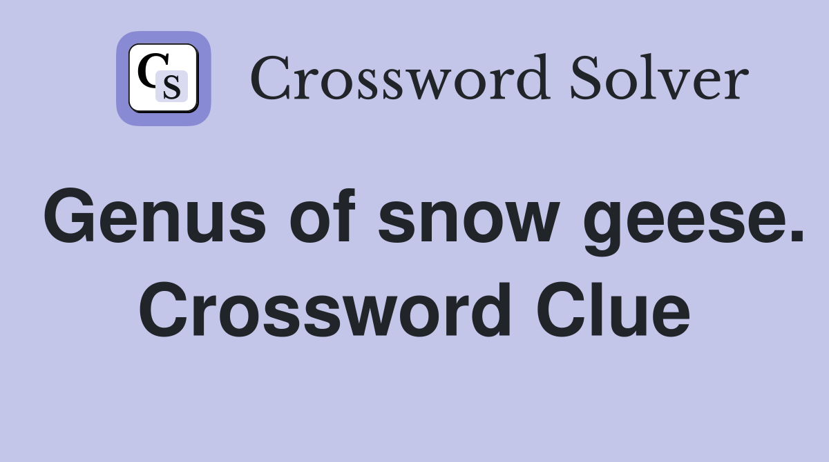 Genus of snow geese. Crossword Clue