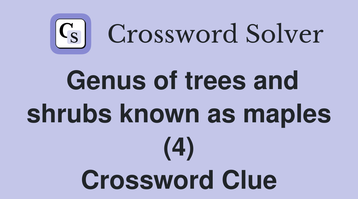 Genus of trees and shrubs known as maples (4) Crossword Clue