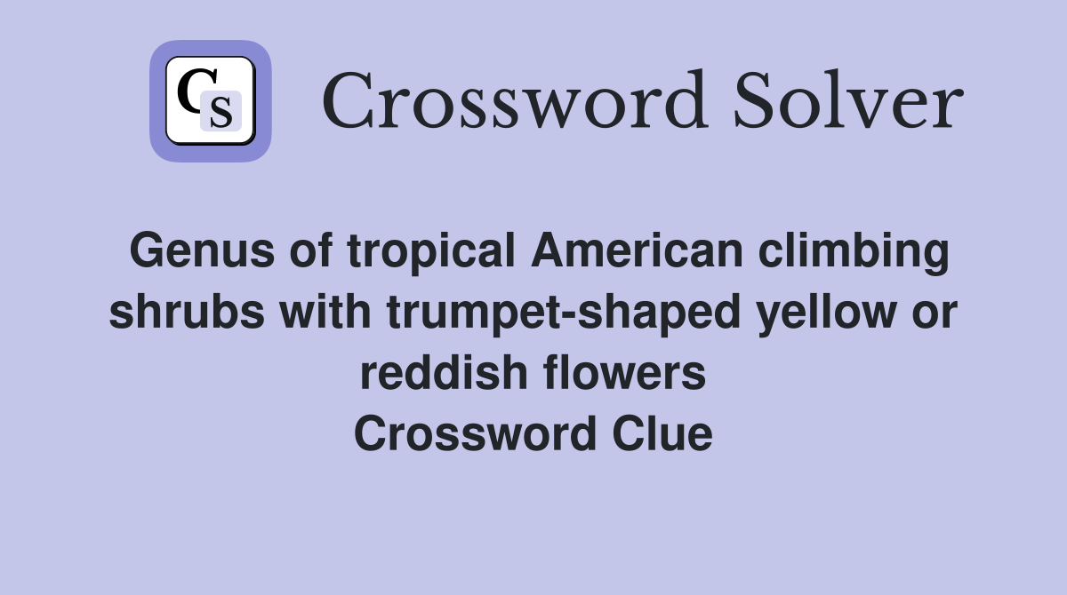 Genus of tropical American climbing shrubs with trumpet-shaped yellow or reddish flowers Crossword Clue
