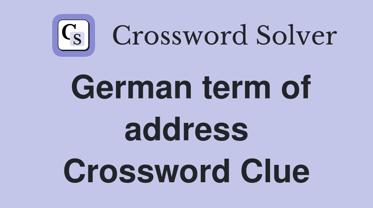 German term of address Crossword Clue