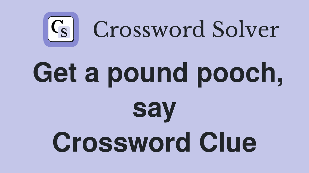 Get a pound pooch, say Crossword Clue