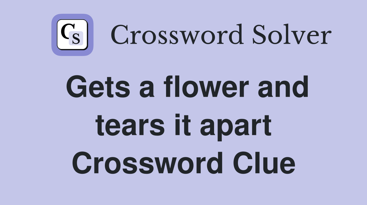 Gets a flower and tears it apart Crossword Clue