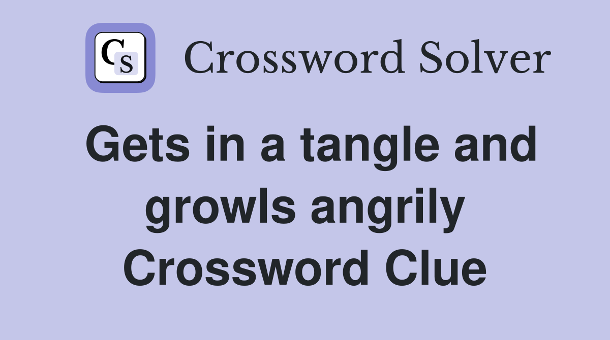 Gets in a tangle and growls angrily Crossword Clue