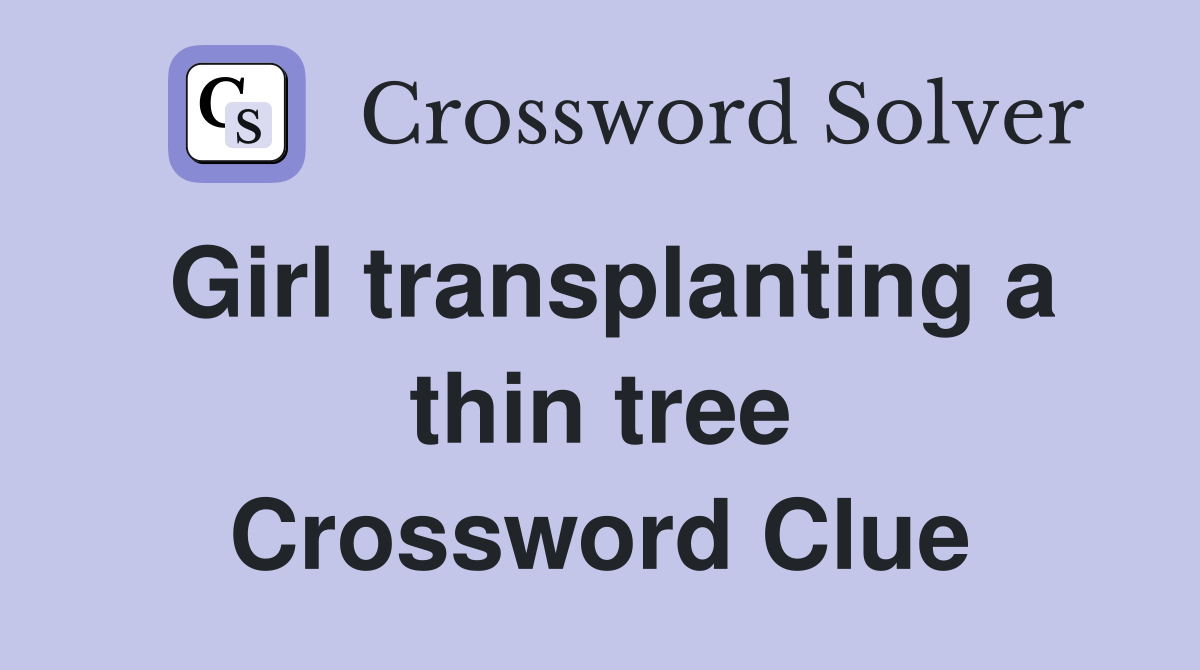 Girl transplanting a thin tree Crossword Clue