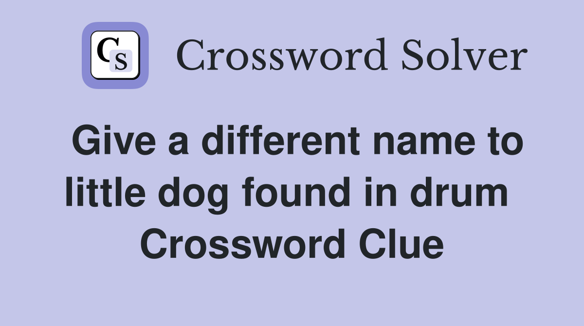 Give a different name to little dog found in drum  Crossword Clue