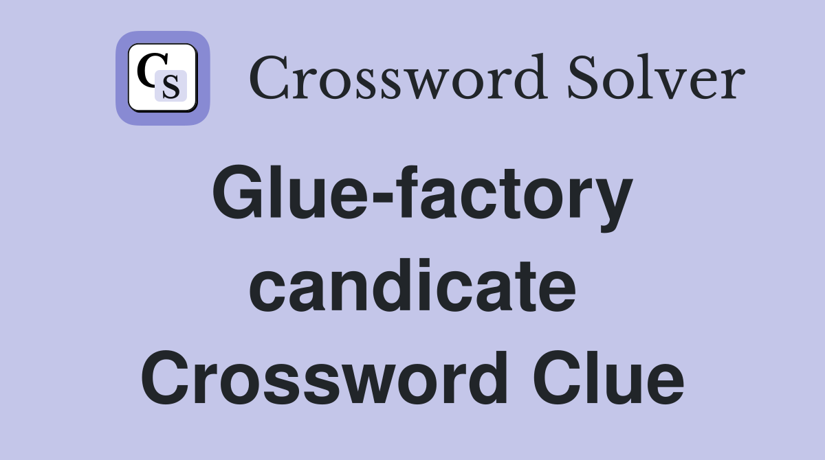 Glue-factory candicate Crossword Clue