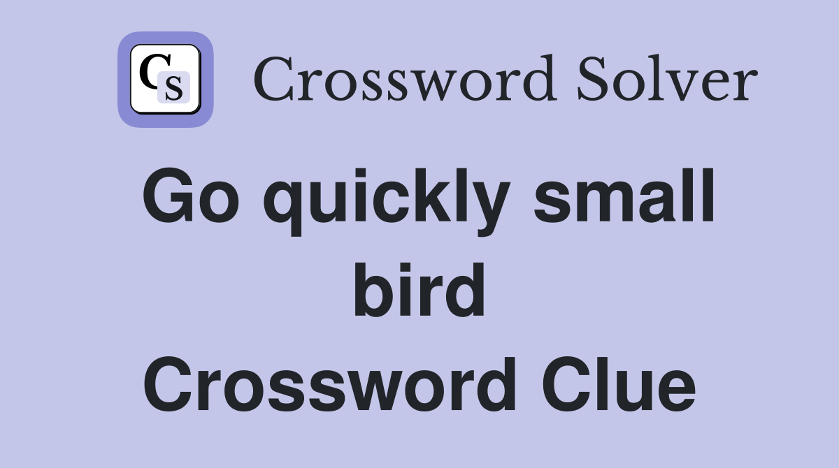 Go quickly small bird Crossword Clue