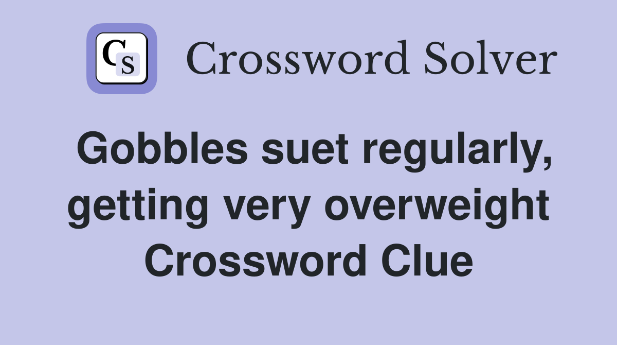 Gobbles suet regularly, getting very overweight Crossword Clue
