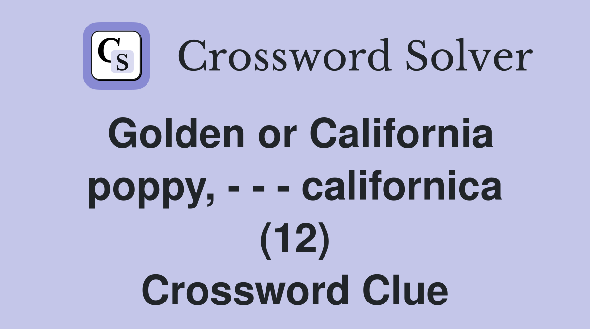 Golden or California poppy, - - - californica (12) Crossword Clue