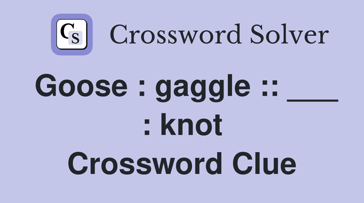 Goose : gaggle :: ___ : knot Crossword Clue