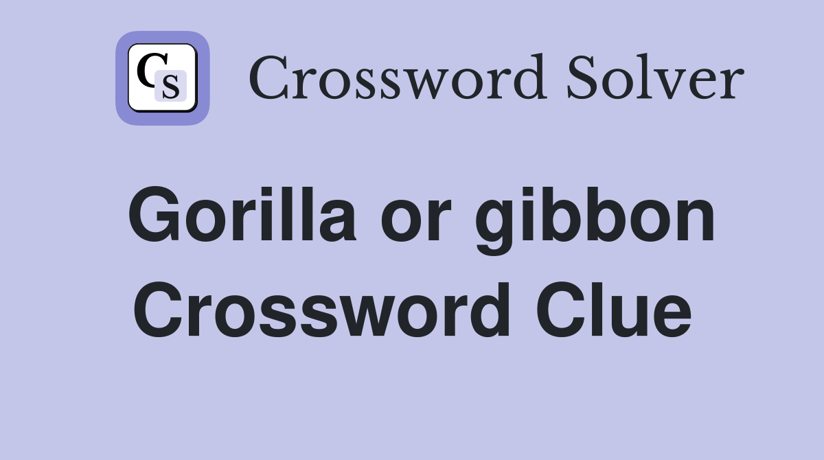 Gorilla or gibbon Crossword Clue