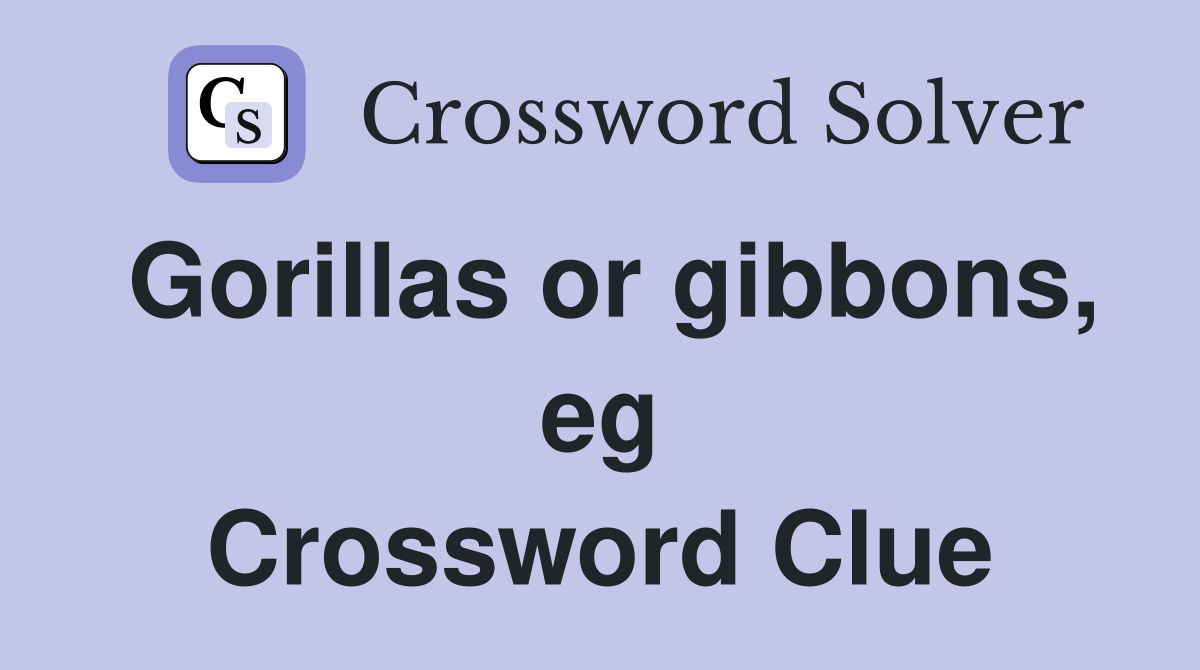Gorillas or gibbons, eg Crossword Clue