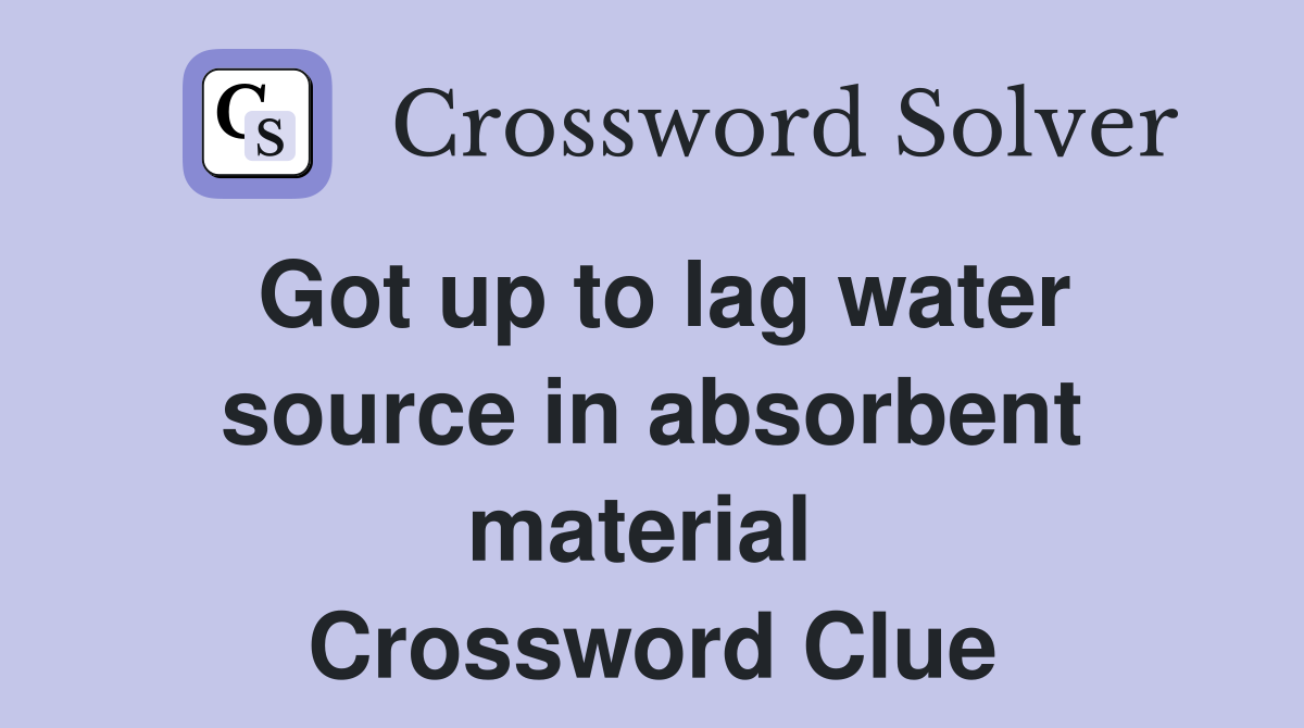 Got up to lag water source in absorbent material  Crossword Clue