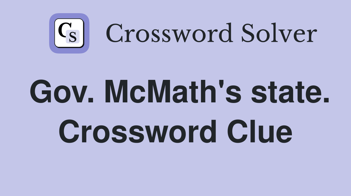 Gov. McMath's state. Crossword Clue